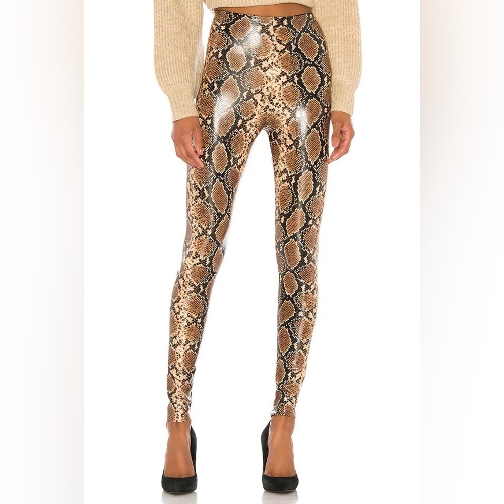 Commando Faux Leather Control Smoothing Legging In Cocoa Python XS - Picture 4 of 15